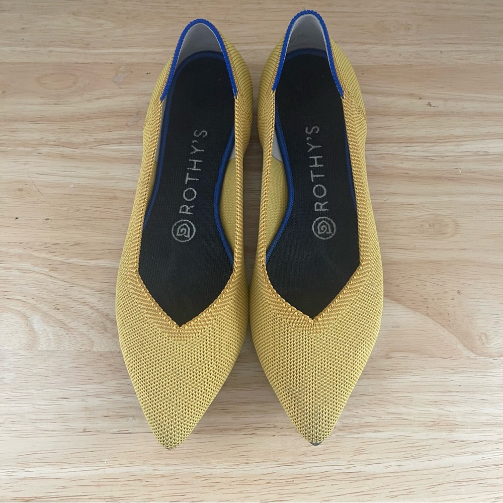 Rothys Yellow Slip On Pointed Toe Flats Shoes - image 3